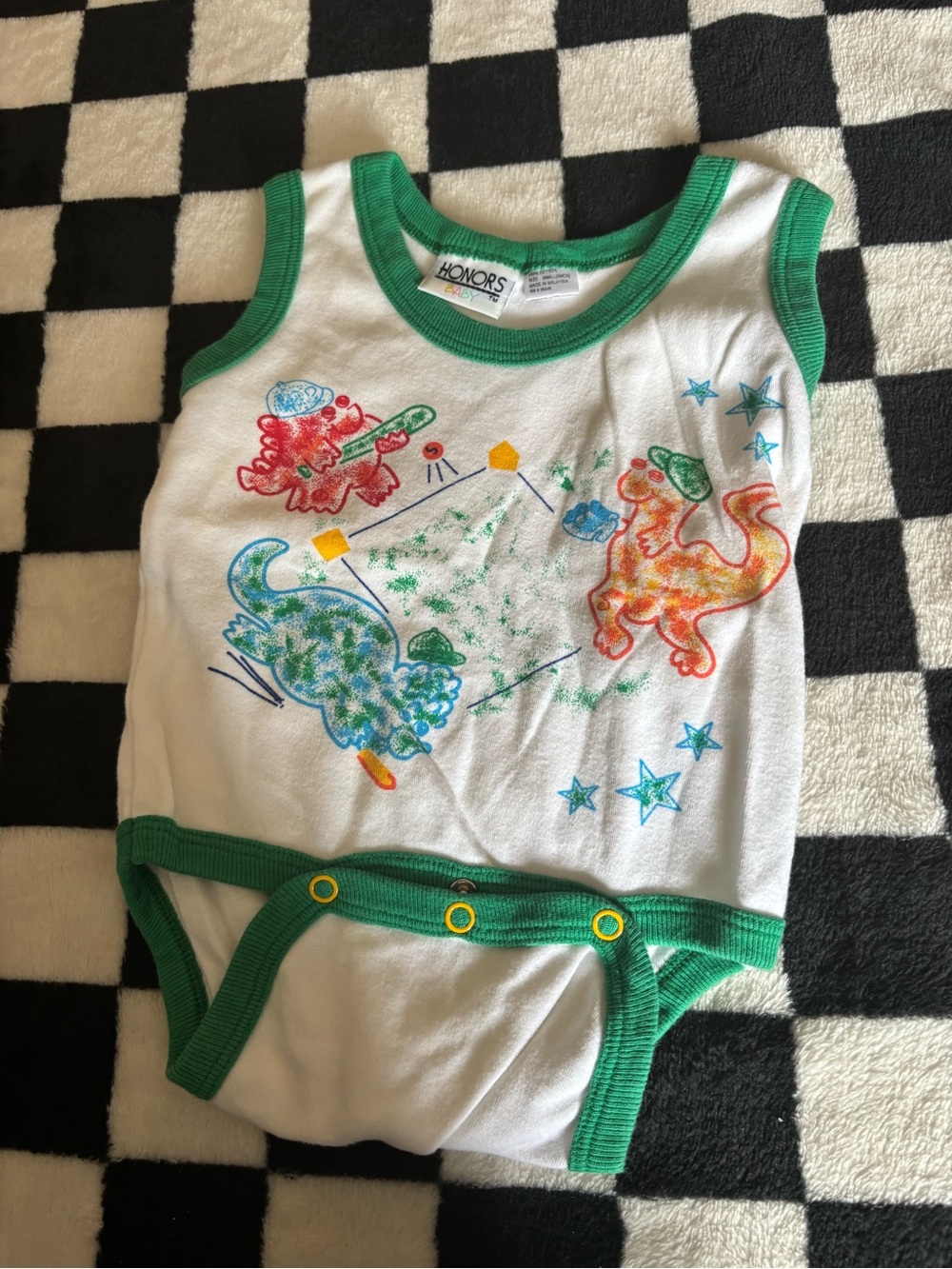 Vintage 6 month baseball dinosaur diaper shirt tank